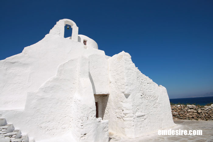 ギリシャ風景写真＠ミコノス島　パラポルティアニ教会（朝）【超広角】