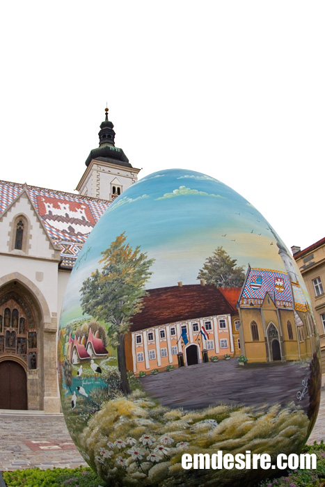 クロアチア・スロベニア風景写真＠ザグレブの聖マルコ教会【魚眼】